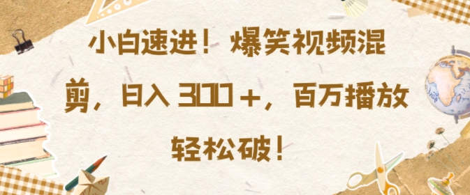 小白速进,爆笑视频混剪,日入3张,百万播放轻松破【揭秘】-淘金日记