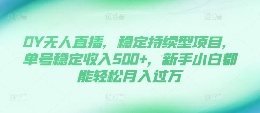 DY无人直播,稳定持续型项目,单号稳定收入500+,新手小白都能轻松月入过万【揭秘】-淘金日记