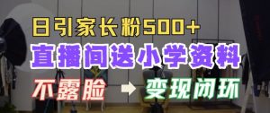 直播间送小学资料，每天引流家长粉500+，变现闭环模式【揭秘】-淘金日记