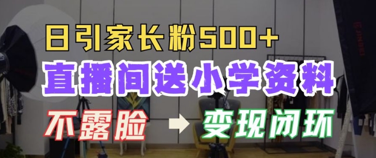 直播间送小学资料，每天引流家长粉500+，变现闭环模式【揭秘】-淘金日记