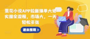 蛋花小说APP拉新爆单大佬实操全流程,市场大,一天轻松多张-淘金日记