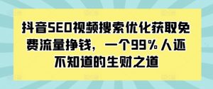 抖音SEO视频搜索优化获取免费流量挣钱,一个99%人还不知道的生财之道-淘金日记