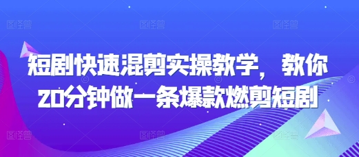 短剧快速混剪实操教学，教你20分钟做一条爆款燃剪短剧-淘金日记