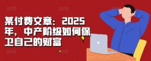 某付费文章:2025年,中产阶级如何保卫自己的财富-淘金日记