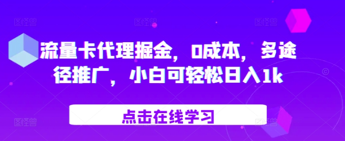 流量卡代理掘金,0成本,多途径推广,小白可轻松日入1k-淘金日记