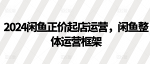 2024闲鱼正价起店运营，闲鱼整体运营框架-淘金日记