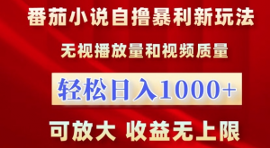 番茄小说自撸暴利新玩法,无视播放量,轻松日入1k,可放大,收益无上限【揭秘】-淘金日记