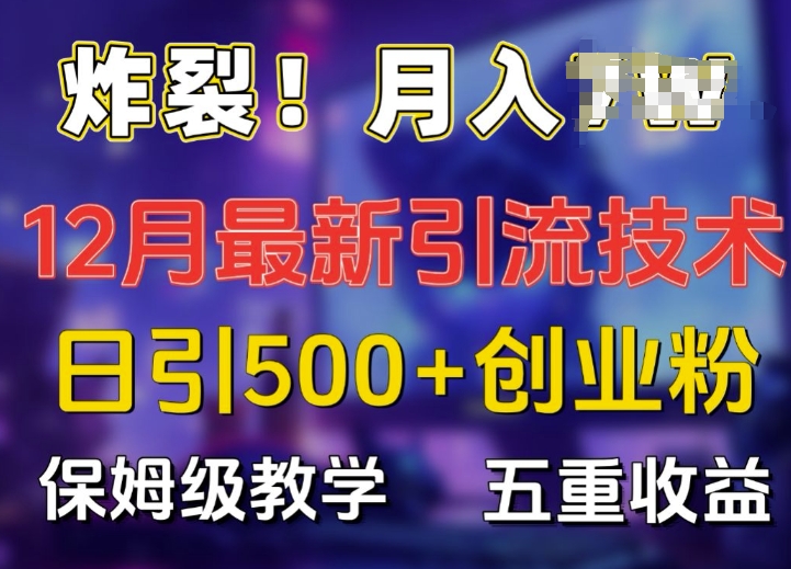 炸裂!揭秘12月最新日引流500+精准创业粉，多重收益保姆级教学-淘金日记