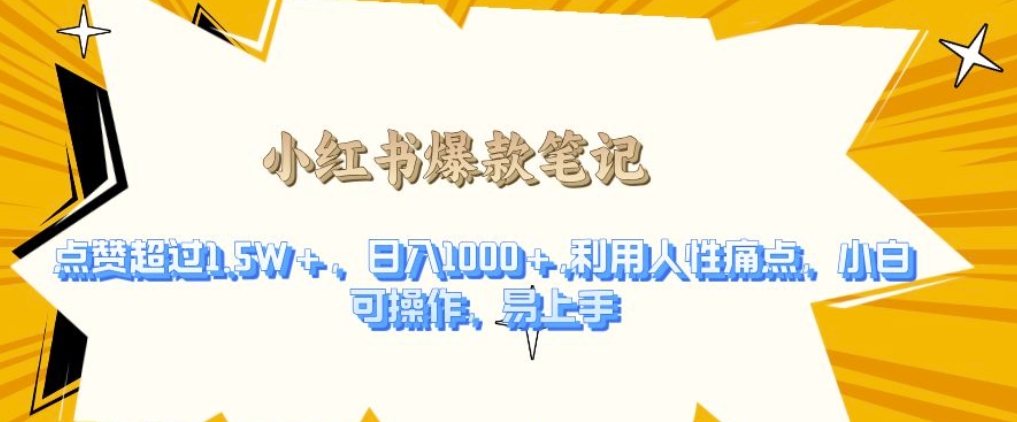 利用人性的痛点,打造爆款笔记,获得点赞超过1.5W+,日入1k【揭秘】-淘金日记