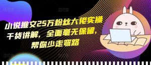 小说推文25万粉丝大佬实操干货讲解,全面毫无保留,帮你少走弯路-淘金日记