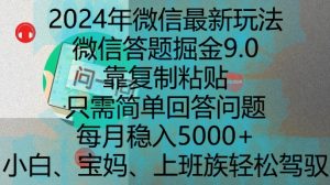 2024年微信最新玩法,微信答题掘金9.0玩法出炉,靠复制粘贴,只需简单回答问题,每月稳入5k【揭秘】-淘金日记
