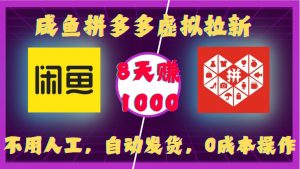 咸鱼拼多多虚拟拉新，不用人工，自动发货，0成本操作，8天收益1k-淘金日记