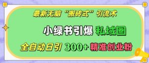 最新无脑“搬砖式”引流术,小绿书引爆私域圈,全自动日引300+精准创业粉【揭秘】-淘金日记