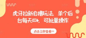 虎牙拉新自撸玩法,单个后台每天100+,可批量操作-淘金日记