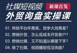 五大社媒·短视频获客线上课(TK/INS/FB/YTB/视频号),B2B外贸工厂短视频线上班-淘金日记
