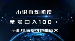 小说自动阅读 单号日入100+ 手机电脑都可 批量放大操作【揭秘】-淘金日记