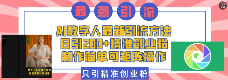 AI数字人最新引流方法,日引200+精准创业粉,制作简单可矩阵操作-淘金日记