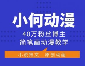 小何动漫简笔画动漫教学，40万粉丝博主课程，可做伙伴计划、分成计划、接广告等-淘金日记