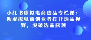 小红书虚拟电商选品专栏课：助虚拟电商创业者打开选品视野，突破选品瓶颈-淘金日记