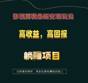 影视剪辑最新变现玩法，高收益，高回报，躺Z项目【揭秘】-淘金日记