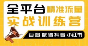 全平台精准流量实战训练营,百度微信抖音小红书SEO引流教程-淘金日记