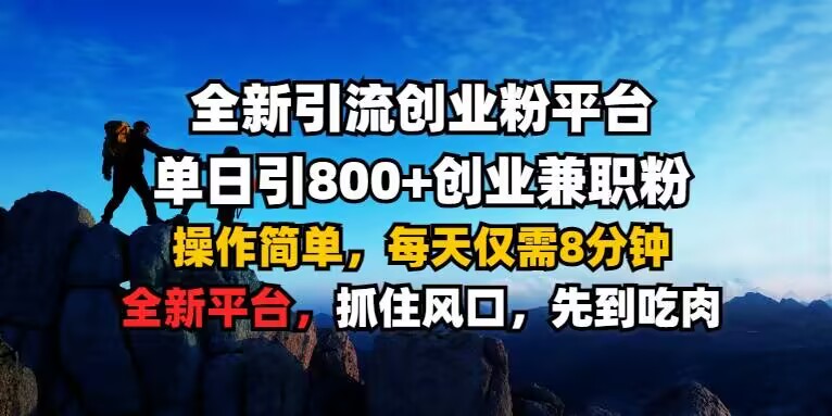 全新引流创业粉平台 单日引800+,创业兼职粉,操作简单,每天仅需8分钟【仅揭秘】-淘金日记