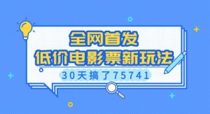 全网首发,低价电影票新玩法,已有人30天搞了75741【揭秘】-淘金日记