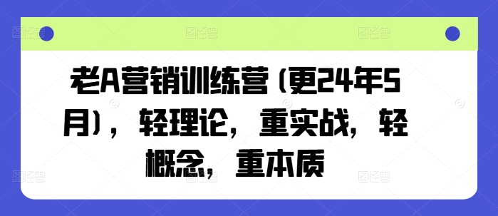 老A营销训练营(更24年12月),轻理论,重实战,轻概念,重本质-淘金日记