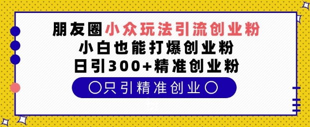 朋友圈小众玩法引流创业粉,小白也能打爆创业粉,日引300+精准创业粉【揭秘】-淘金日记