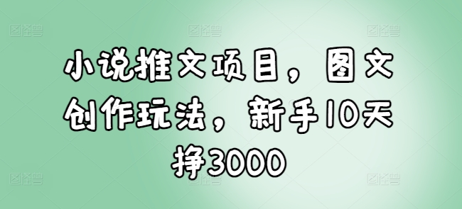 小说推文项目,图文创作玩法,新手10天挣3000-淘金日记