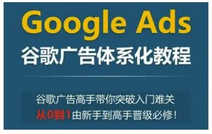 Google Ads谷歌广告体系化教程,谷歌广告高手带你突破入门难关,从0到1由新手到高手晋级必修-淘金日记