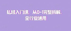 私域入门课,从0-1完整拆解,全行业通用-淘金日记