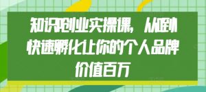 知识IP创业实操课，从0到1快速孵化让你的个人品牌价值百万-淘金日记
