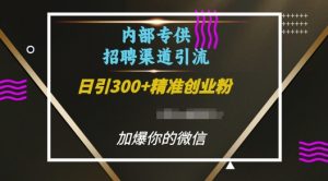 内部招聘渠道日引流300+创业粉,加爆你的微信【揭秘】-淘金日记