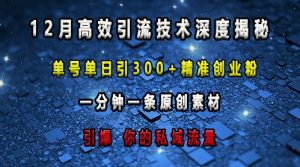 最新高效引流技术深度揭秘 ,单号单日引300+精准创业粉,一分钟一条原创素材,引爆你的私域流量-淘金日记