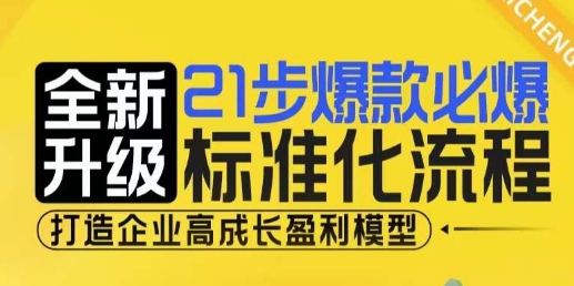 21步爆款必爆标准化流程,全新升级,打造企业高成长盈利模型-淘金日记