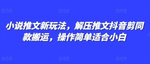 小说推文新玩法，解压推文抖音剪同款搬运，操作简单适合小白-淘金日记