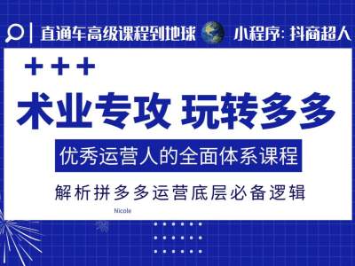 术业专攻玩转多多,优秀运营人的全面体系课程,解析拼多多运营底层必备逻辑-淘金日记