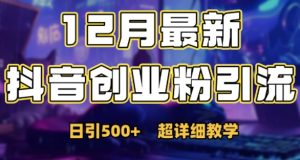 最新公开：12月份抖音日引500+创业粉秘籍-淘金日记