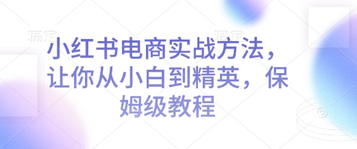 小红书电商实战方法，让你从小白到精英，保姆级教程-淘金日记