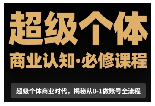 超级个体商业认知觉醒视频课,商业认知·必修课程揭秘从0-1账号全流程-淘金日记