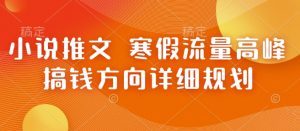 小说推文 寒假流量高峰 搞钱方向详细规划-淘金日记