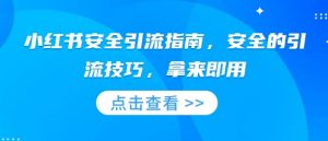 小红书安全引流指南,安全的引流技巧,拿来即用-淘金日记