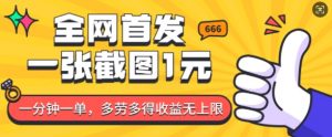 全网首发,一张截图1块钱,一分钟一单,多劳多得,收益无上限-淘金日记