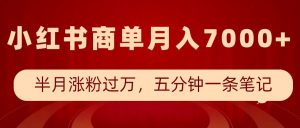 小红书商单最新玩法，半个月涨粉过万，五分钟一条笔记，月入7000+-淘金日记