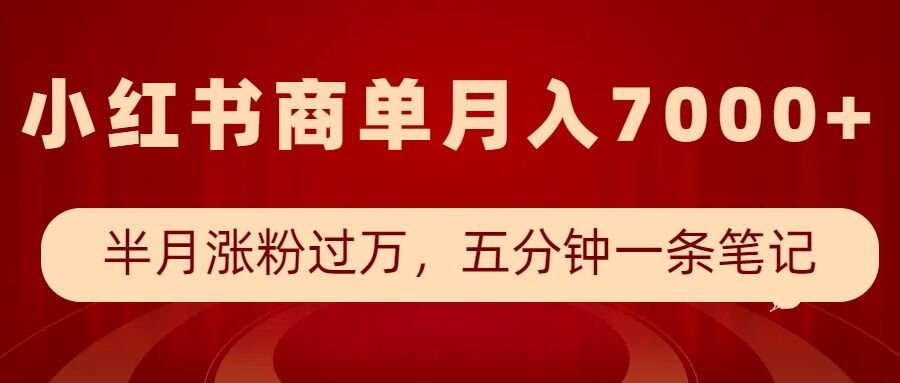小红书商单最新玩法，半个月涨粉过万，五分钟一条笔记，月入7000+-淘金日记