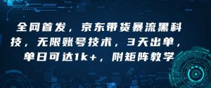 全网首发,京东带货暴流黑科技,无限账号技术,3天出单,单日可达1k+,附矩阵教学【揭秘】-淘金日记