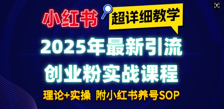 2025年最新小红书引流创业粉实战课程【超详细教学】小白轻松上手，月入1W+，附小红书养号SOP-淘金日记