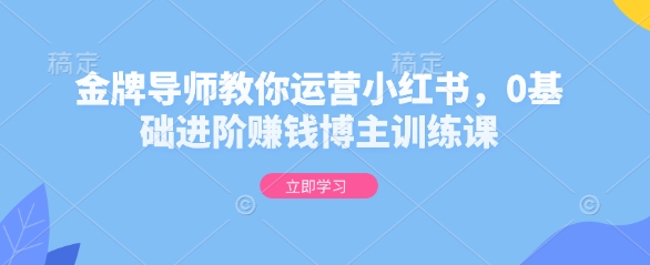 金牌导师教你运营小红书，0基础进阶赚钱博主训练课-淘金日记