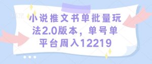 小说推文书单批量玩法2.0版本,单号单平台周入12219-淘金日记